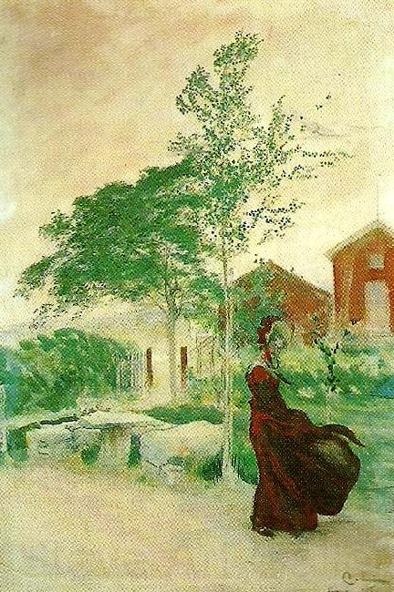 Carl Larsson i blasten-ett vindkast-stina Spain oil painting art